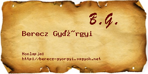 Berecz Györgyi névjegykártya